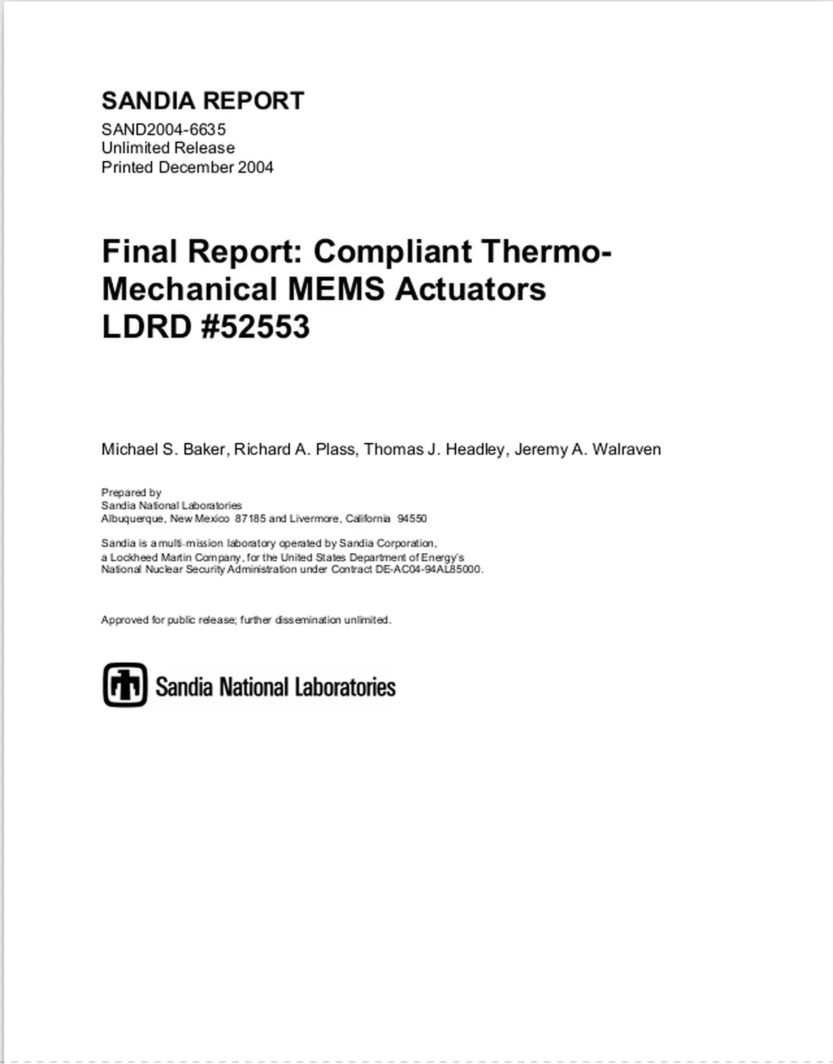 Complient Thermo Mechanical Mems Actuators