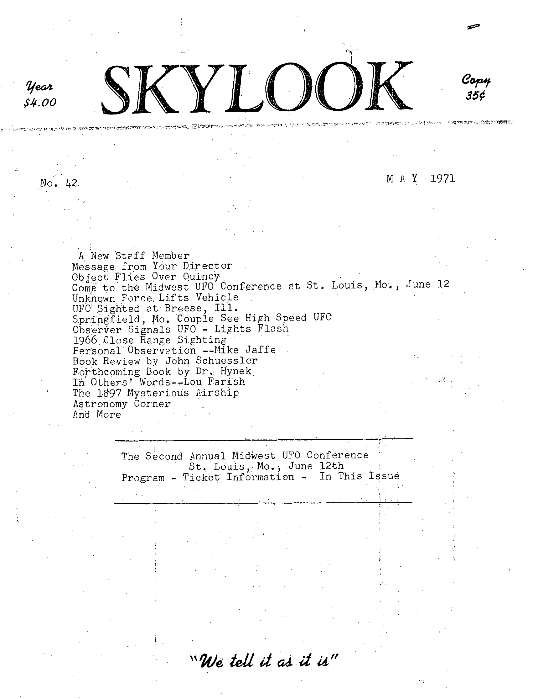 Mufon Ufo Journal 1971 5 May Skylook Page 1