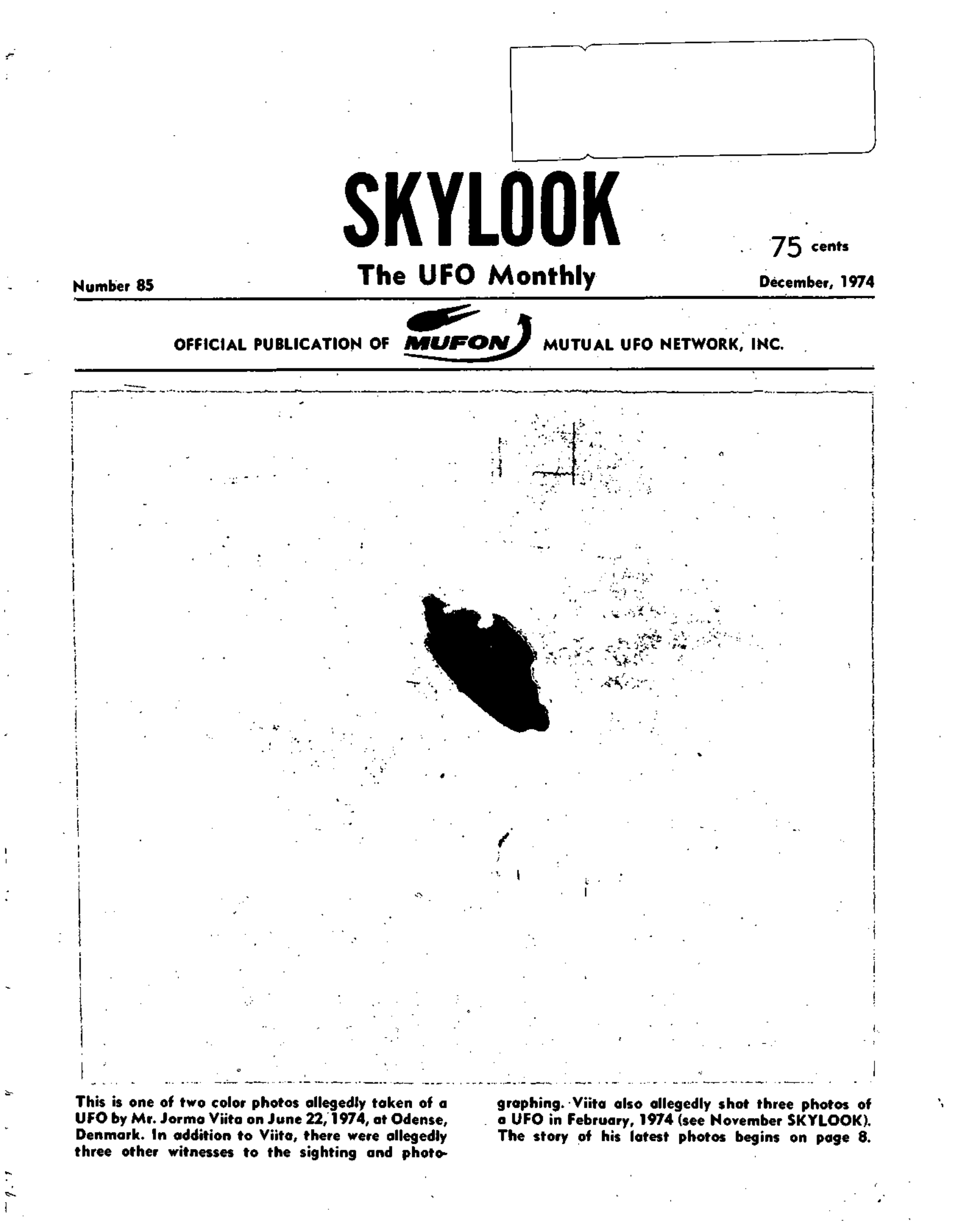 Mufon Ufo Journal 1974 12 December Skylook Page 1
