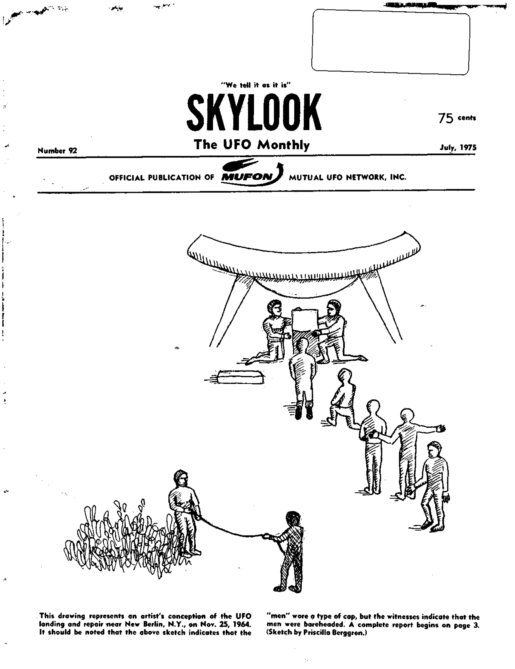 Mufon Ufo Journal 1975 7 July Skylook Page 1