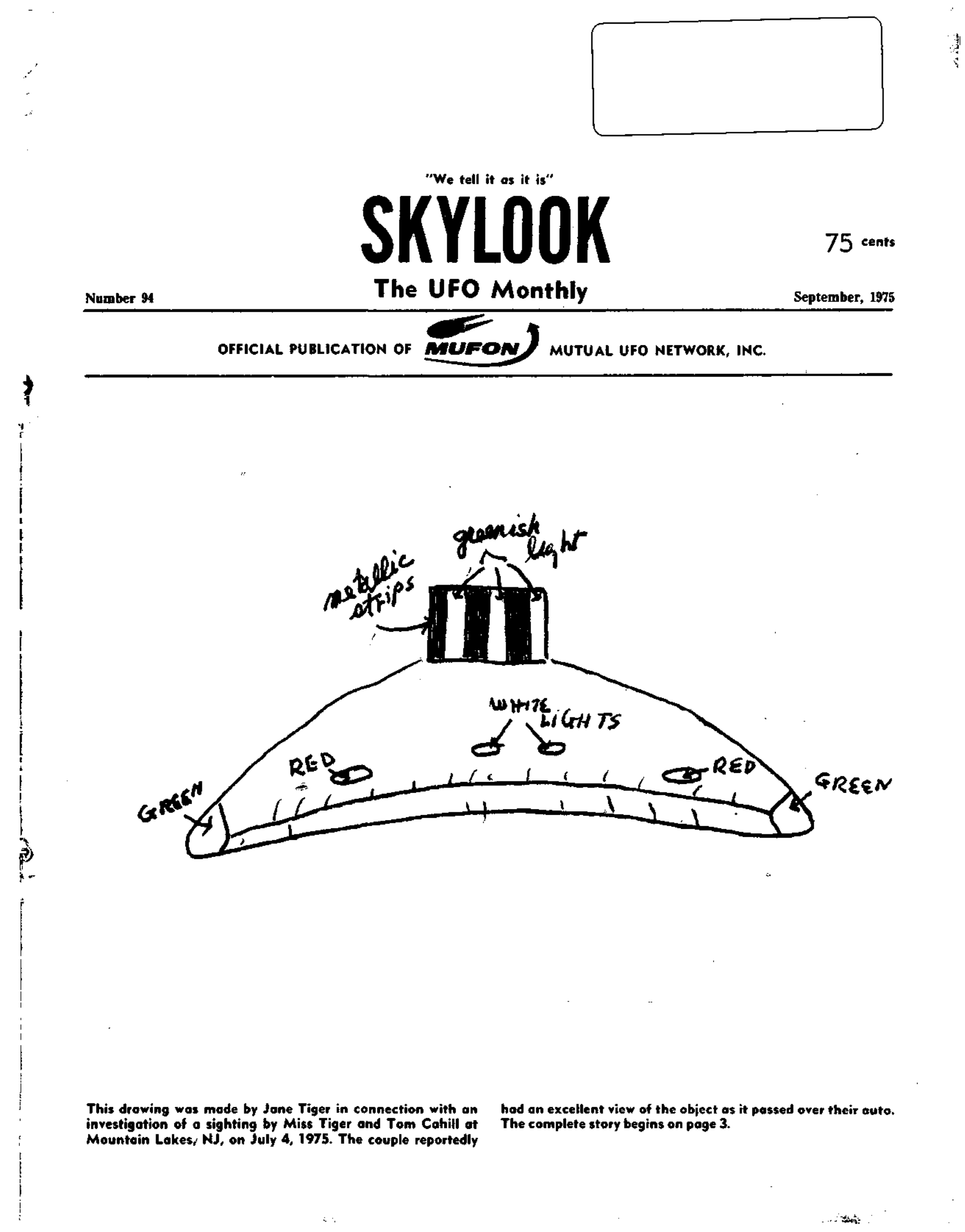 Mufon Ufo Journal 1975 9 September Skylook Page 1