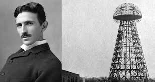 Tesla and the Tesla Tower - Historical Image of Nikola Tesla