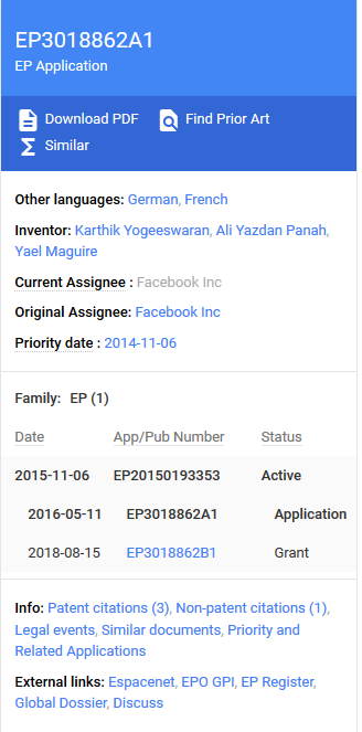 EP3018862A1 patent application details, including inventors and publication information