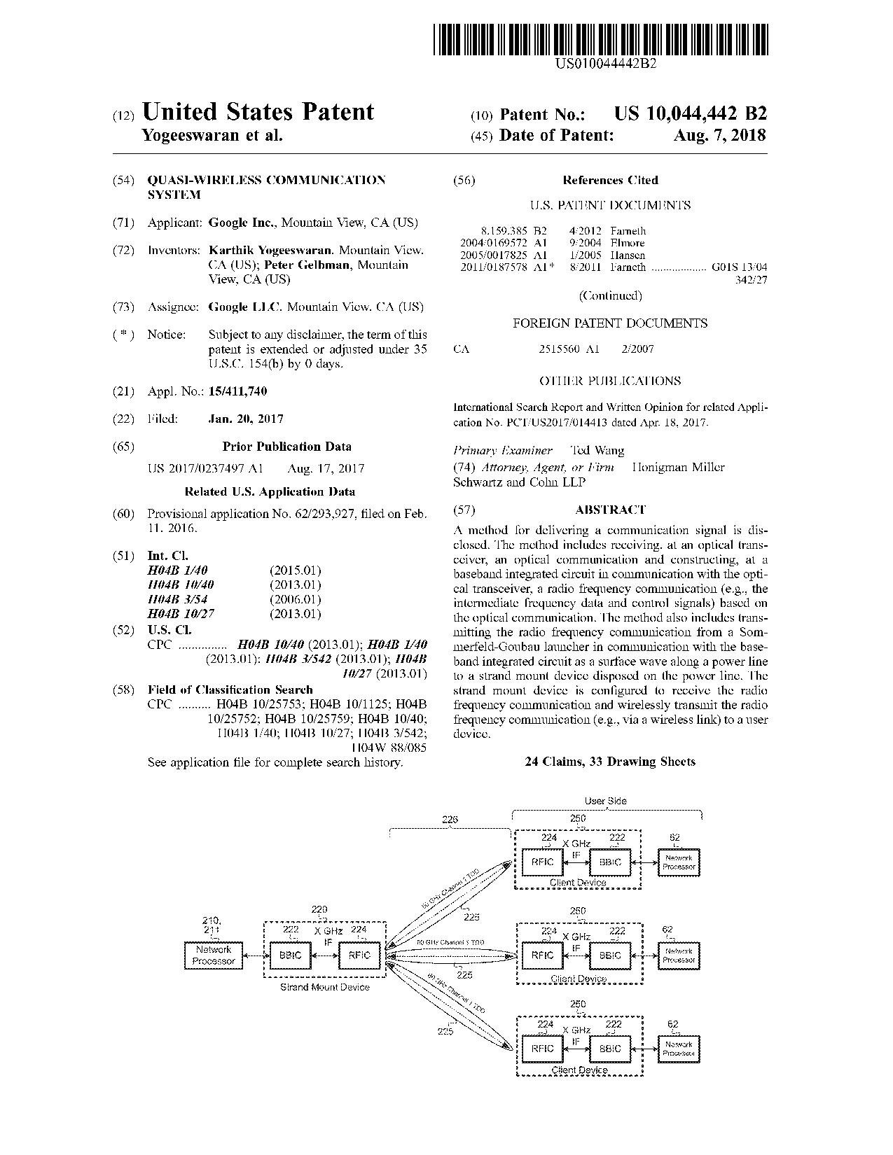 QUASI-WIRELESS COMMUNICATION SYSTEM - US Patent US10044442