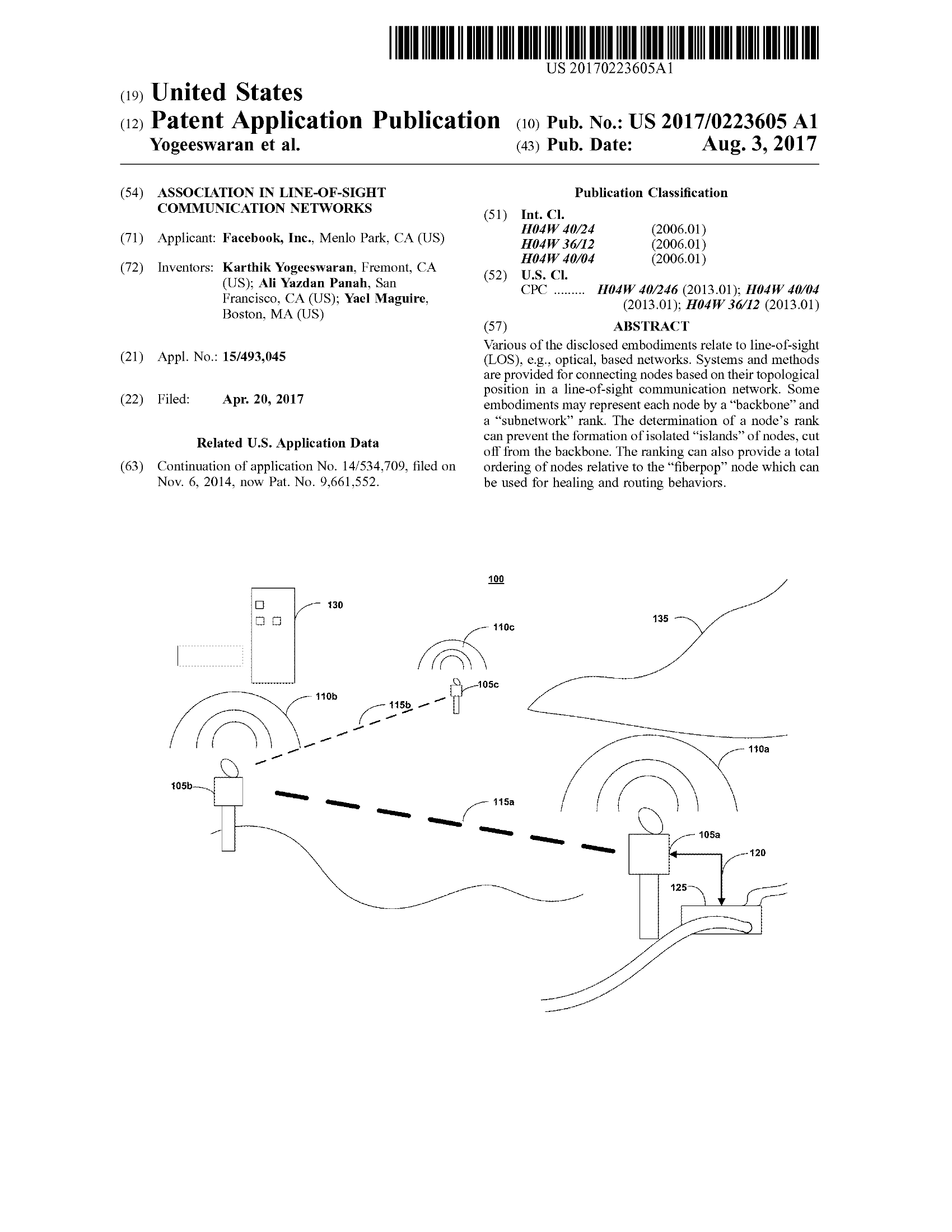 Diagram illustrating the association in line-of-sight communication networks as described in patent US20170223605A1
