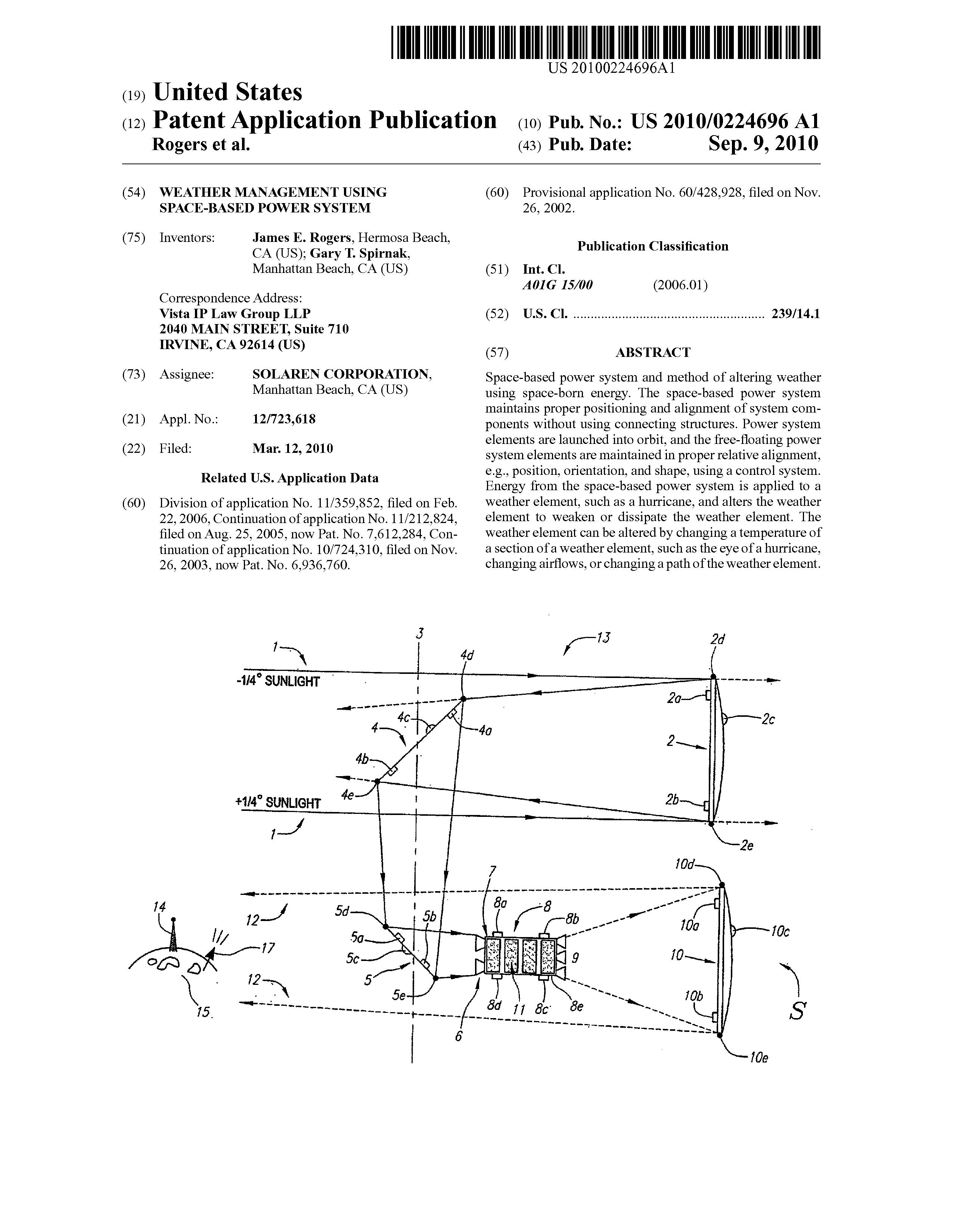 Weather Management Using Space-Based Power System