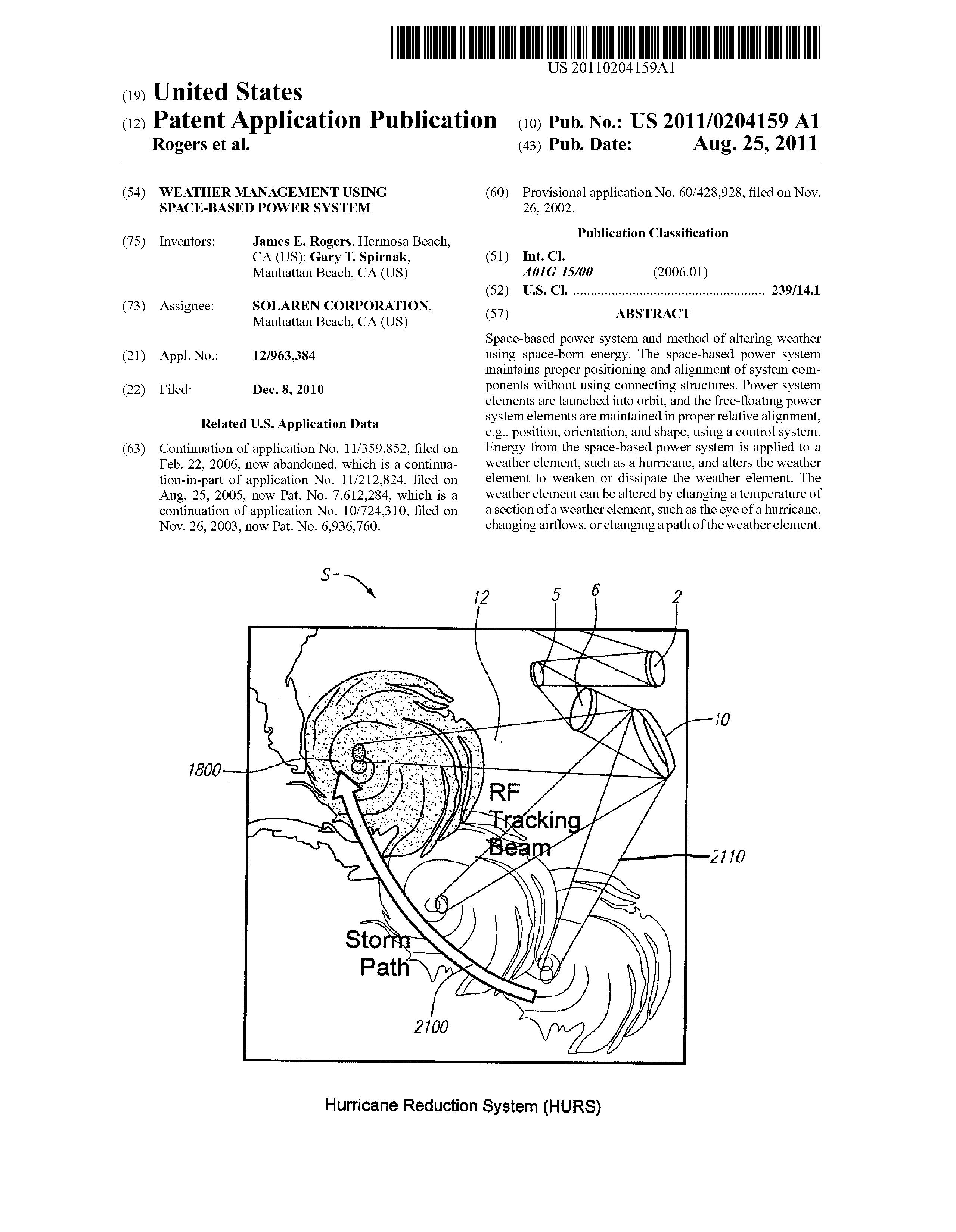 Us 20110204159A1 Weathermanagement Using Space Based Power System Page 001