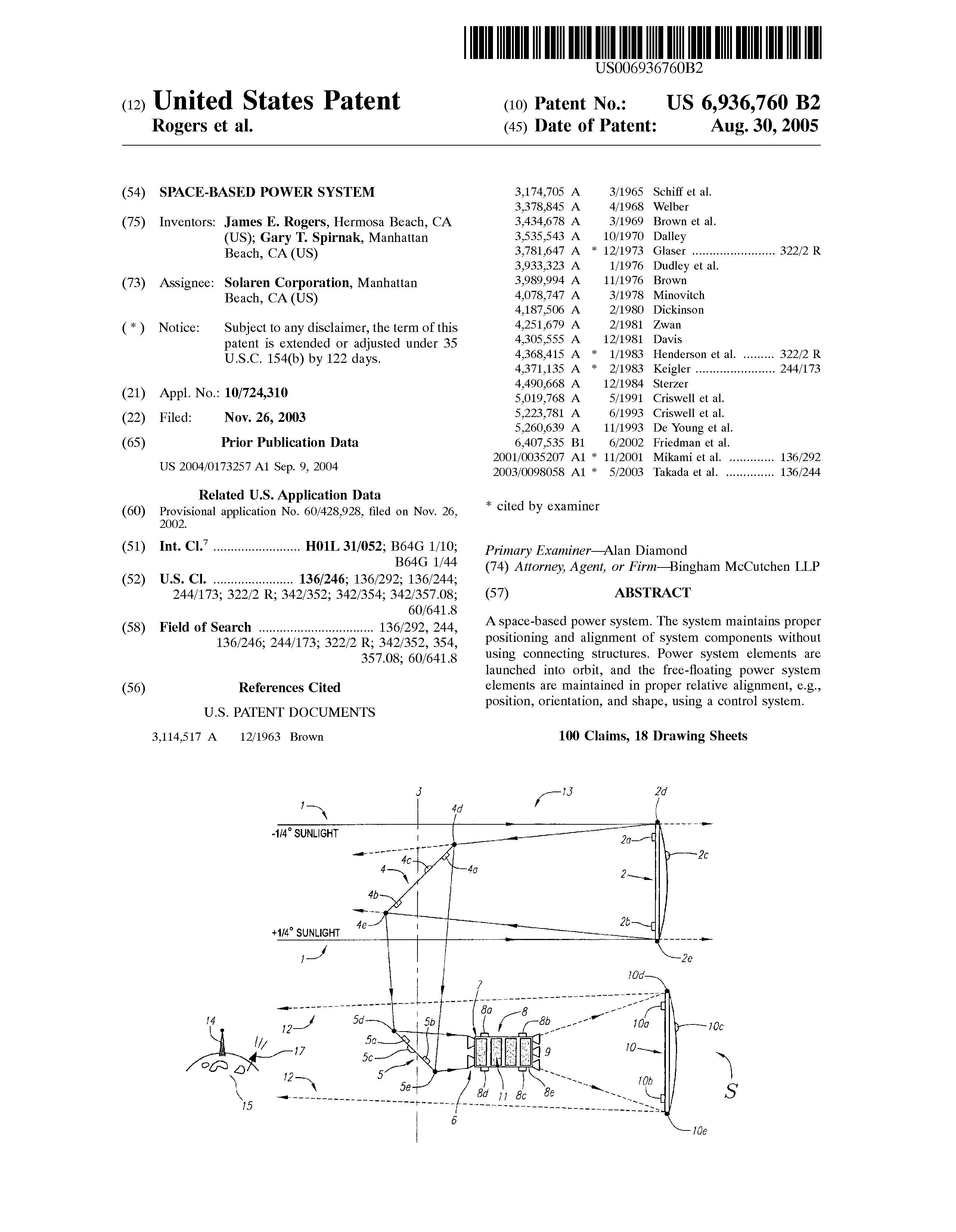 Us 6936760 Space Based Power System Page 001
