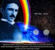 Nikola Tesla Inspirational Quote Art Artistic depiction of Nikola Tesla with a quote against a starry background