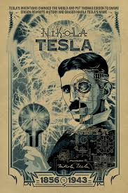 Nikola Tesla Portrait - Innovative Inventor of the 19th Century Portrait of Nikola Tesla, inventor and electrical engineer, surrounded by electric arcs