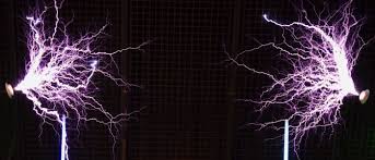 Nikola Tesla's Electric Discharges High-voltage electrical discharges illustrating Nikola Tesla's experiments with electricity