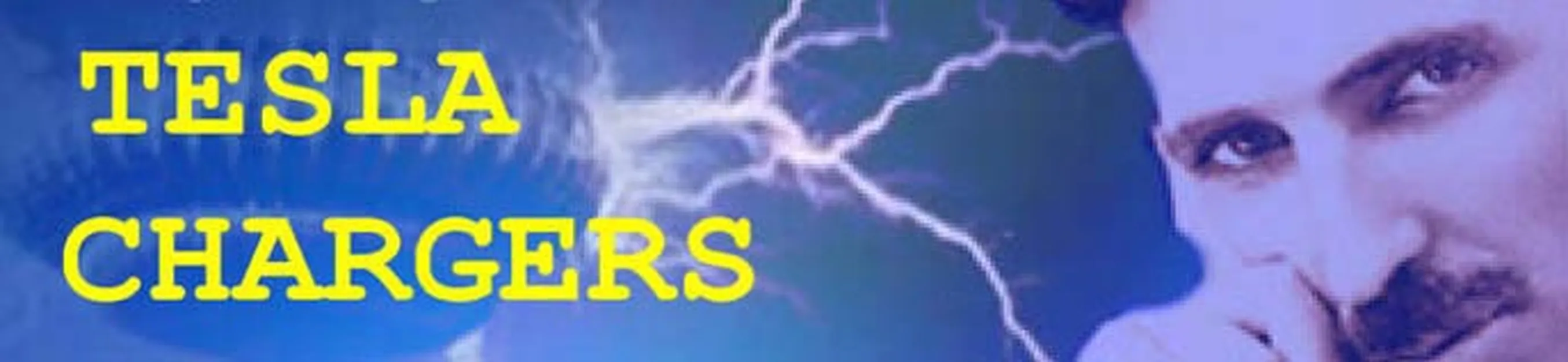 Illustration of Tesla chargers with a lightning motif related to Nikola Tesla