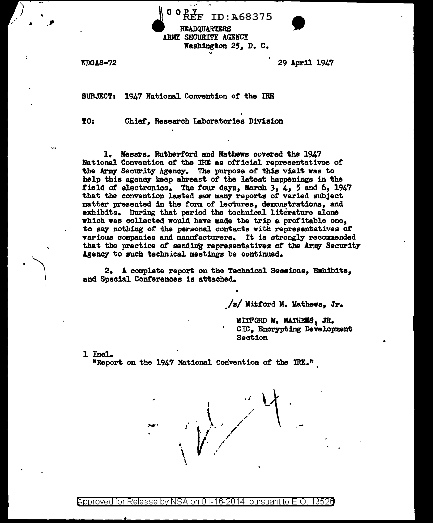 Army Security Agency report on the 1947 IRE National Convention — radar, FM rece