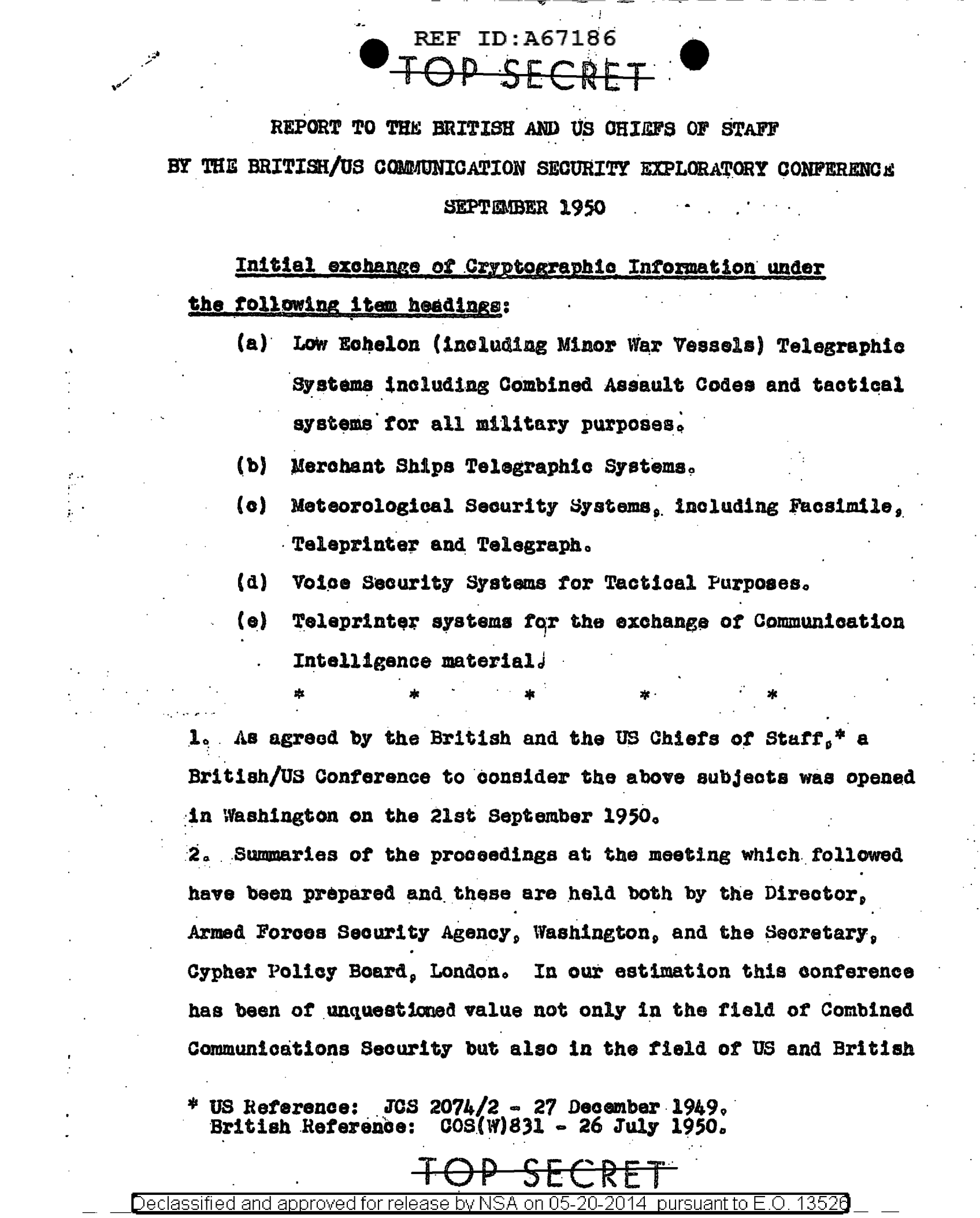 Report to the British and U.S. Chiefs of Staff by the British/U.S. Communication