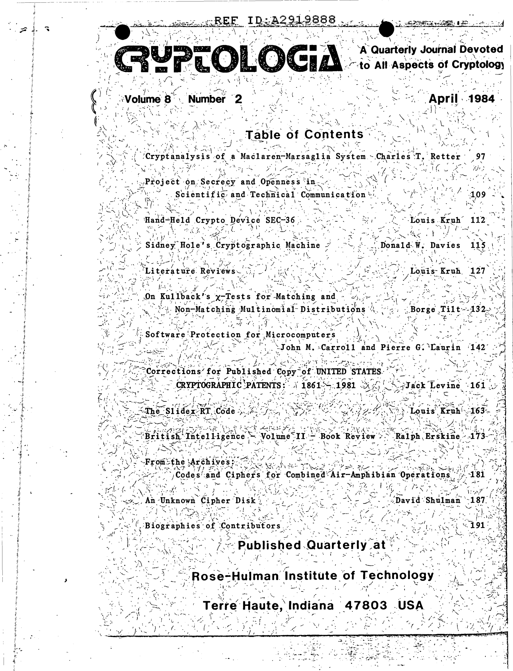 Cryptologia, 