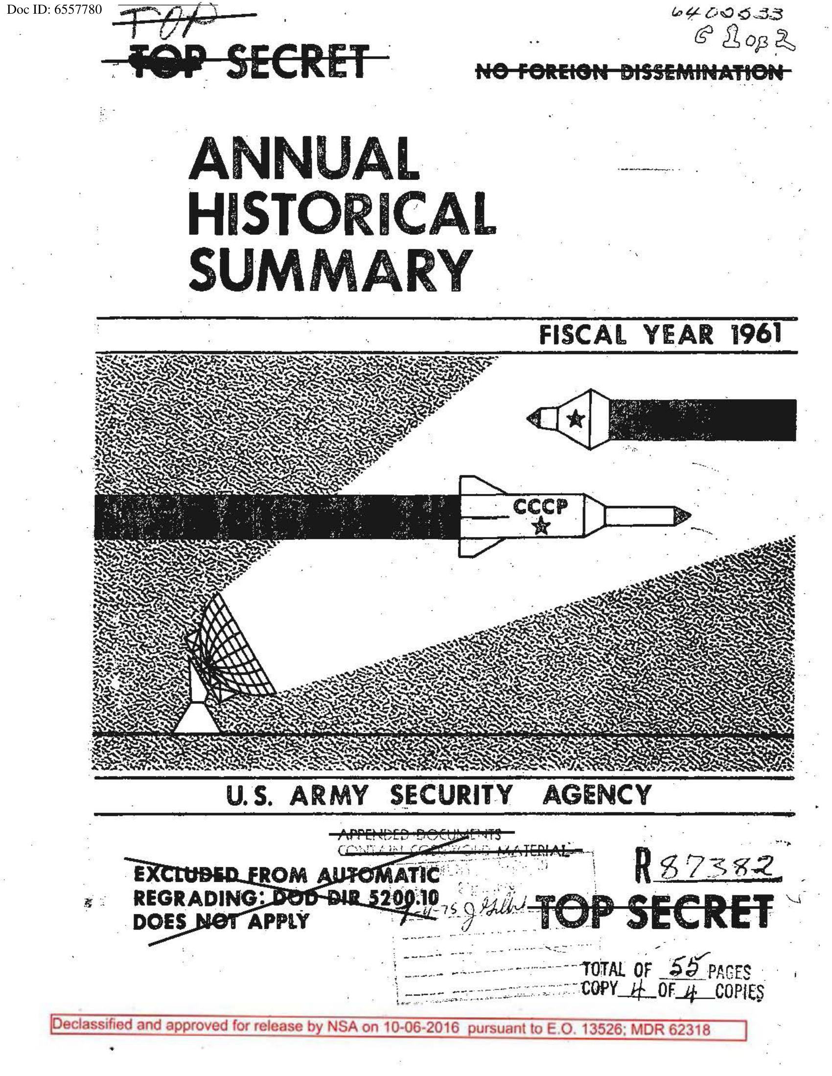 U.S. Army Security Agency — Annual Historical Summary, Fiscal Year 1961