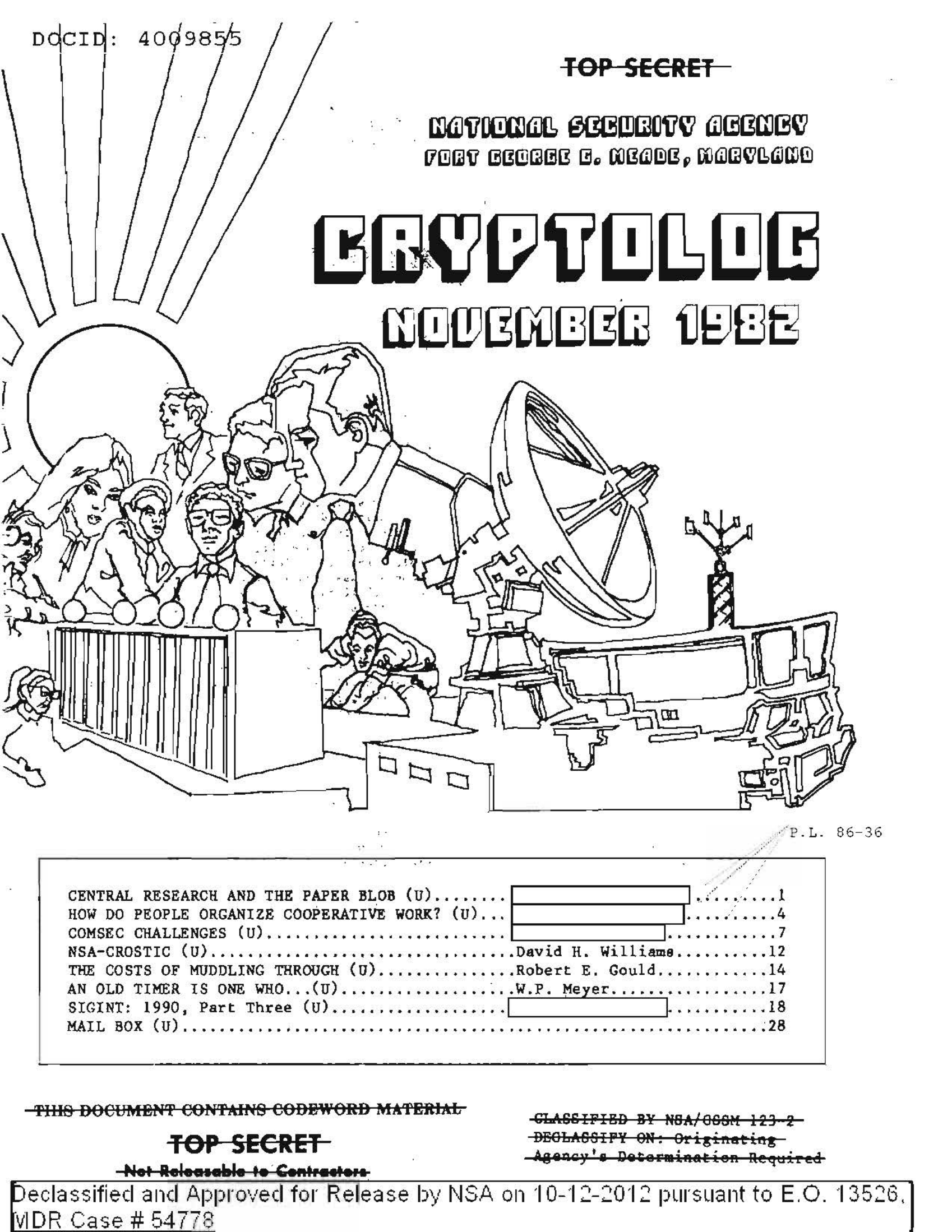 Cryptolog, Vol. IX No. 11, November 1982 — Central Research and the paper blob; 