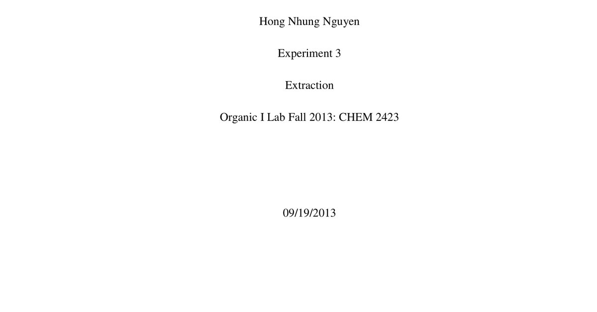 CHEM 2425 Example Lab Report Hong Benzoic Acid Extraction