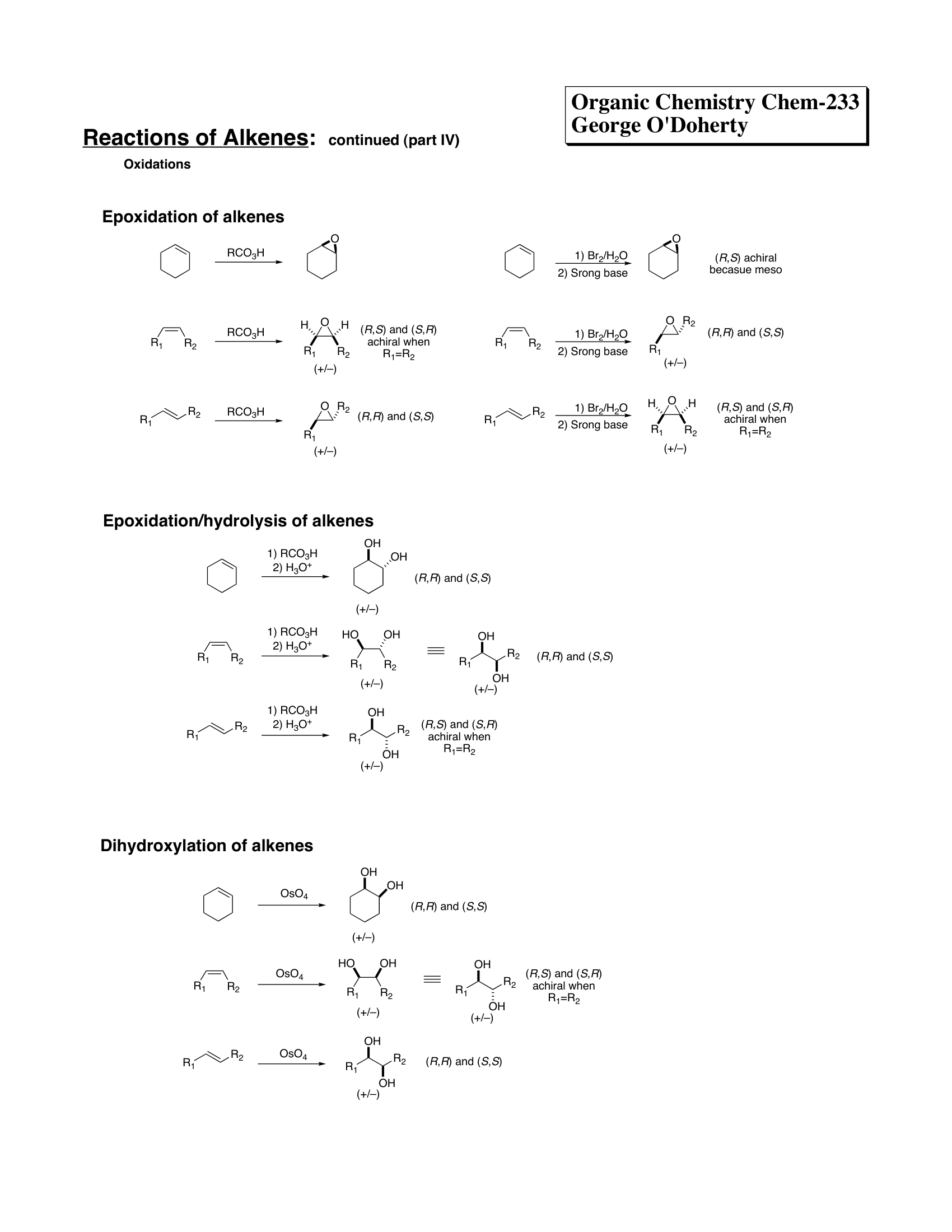 Alkene Reactions (Chem 234)