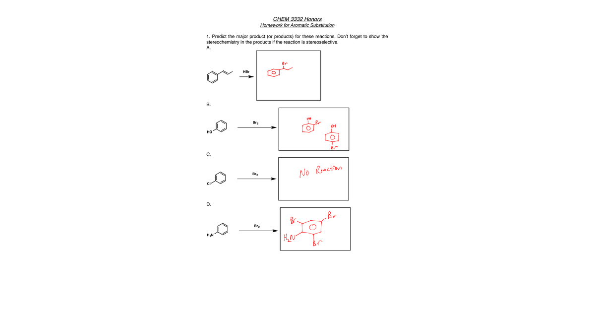 HW 4 Arom Subst Key