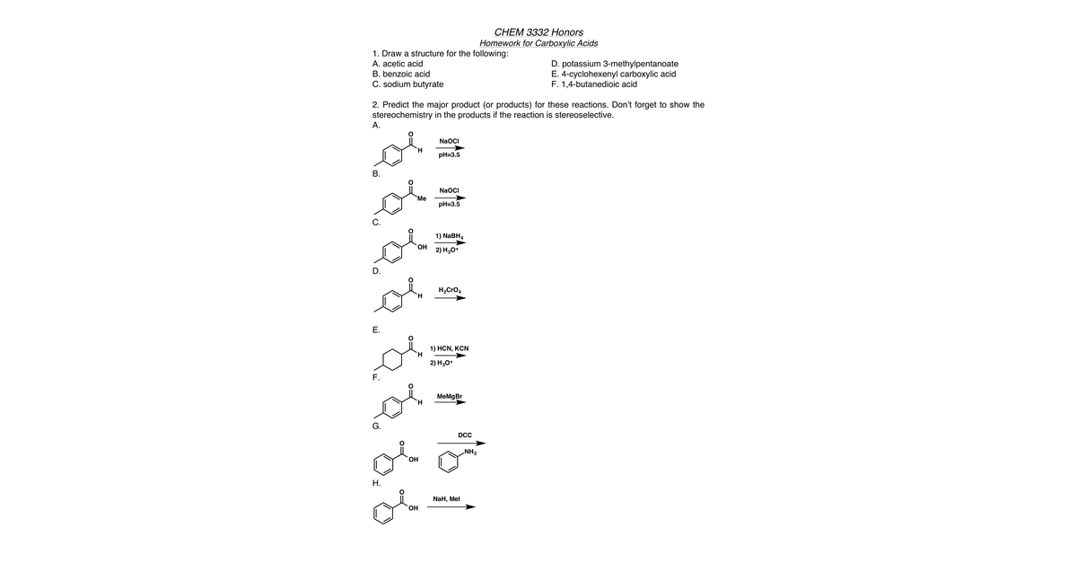 HW 6 Carboxylic Acids