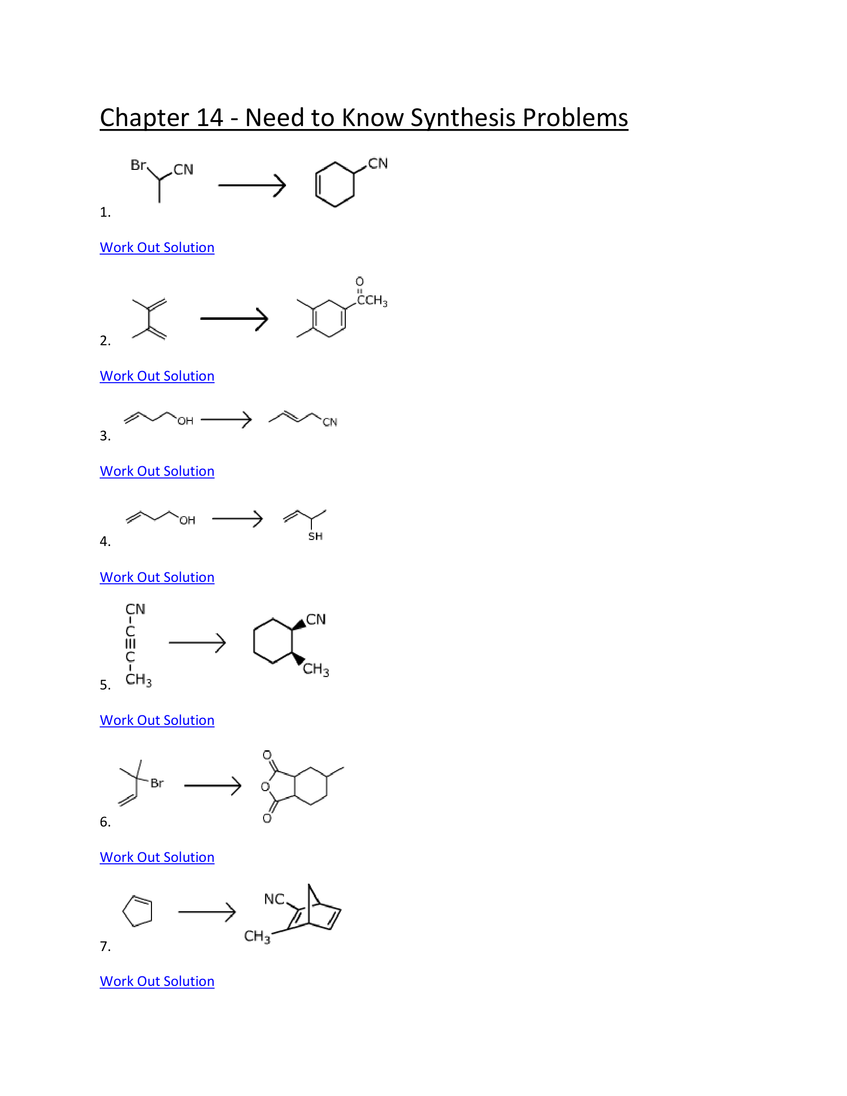 Chapter 14 Need To Know Synthesis Problems