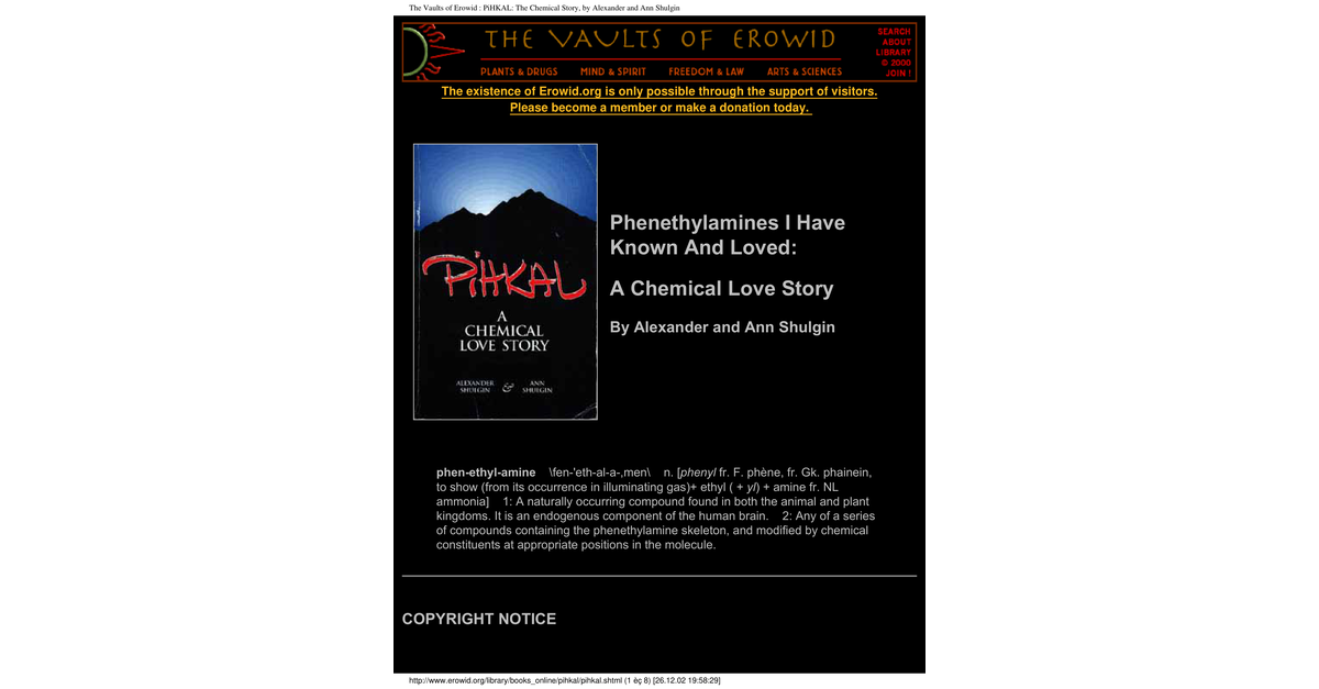 Shulgin Pihkal AChemicaLoveStory