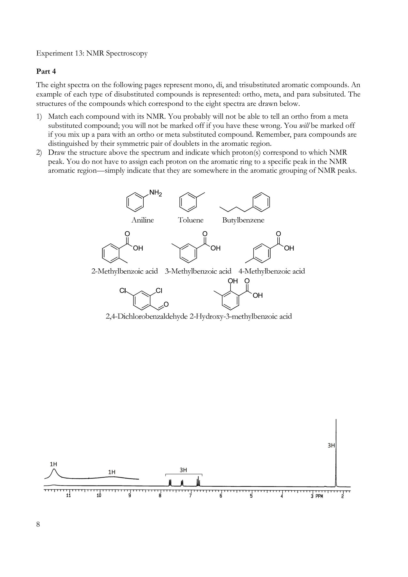 Experiment 13 Nmr Spectroscopy Determination Of Molecular Structures