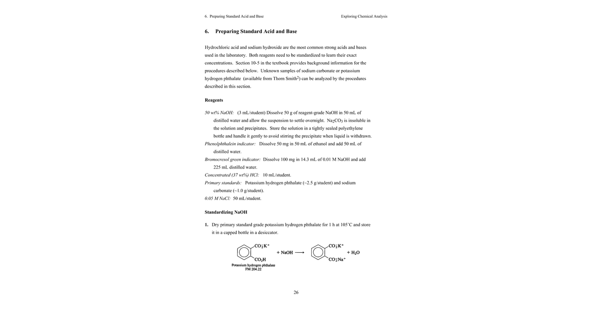 Experiments Preparing Standard Acid And Base
