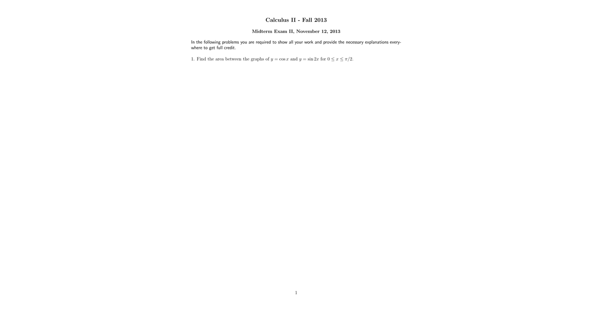 Calculus II 11 Fall 2013 Midterm 2