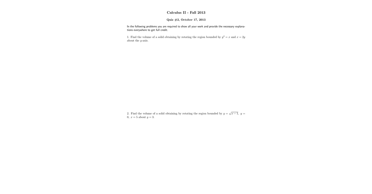Calculus II 11 Fall 2013 Quiz02