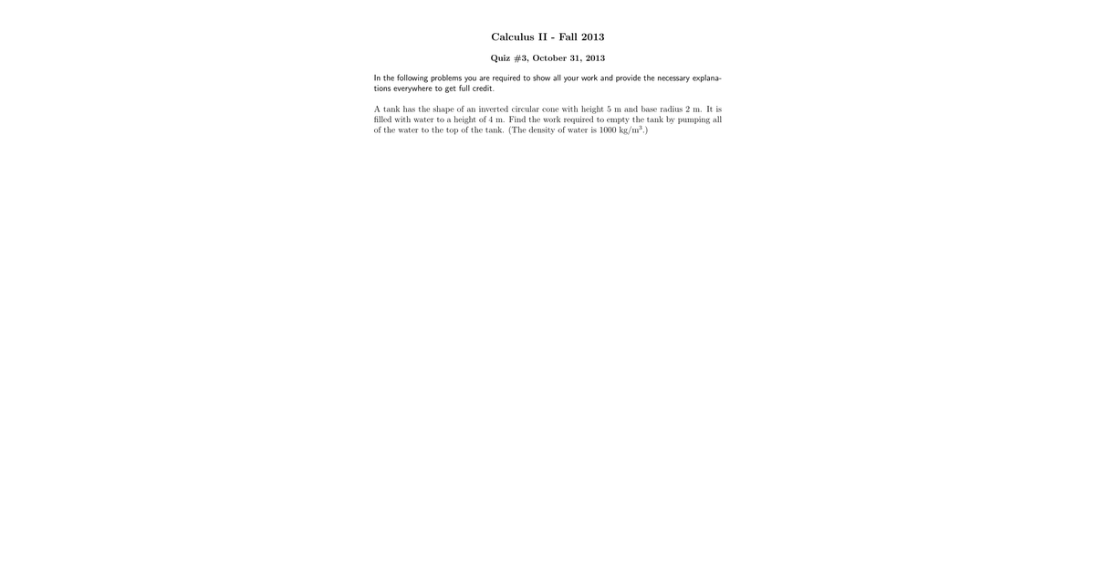 Calculus II 11 Fall 2013 Quiz03