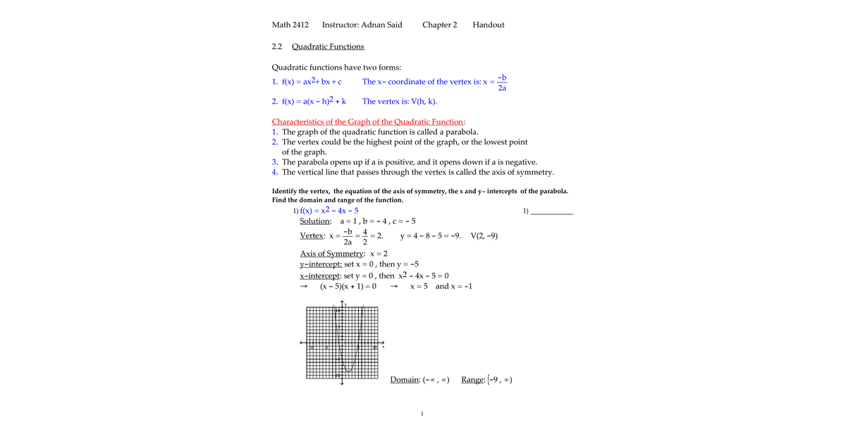 Ch2 Handout Solutions