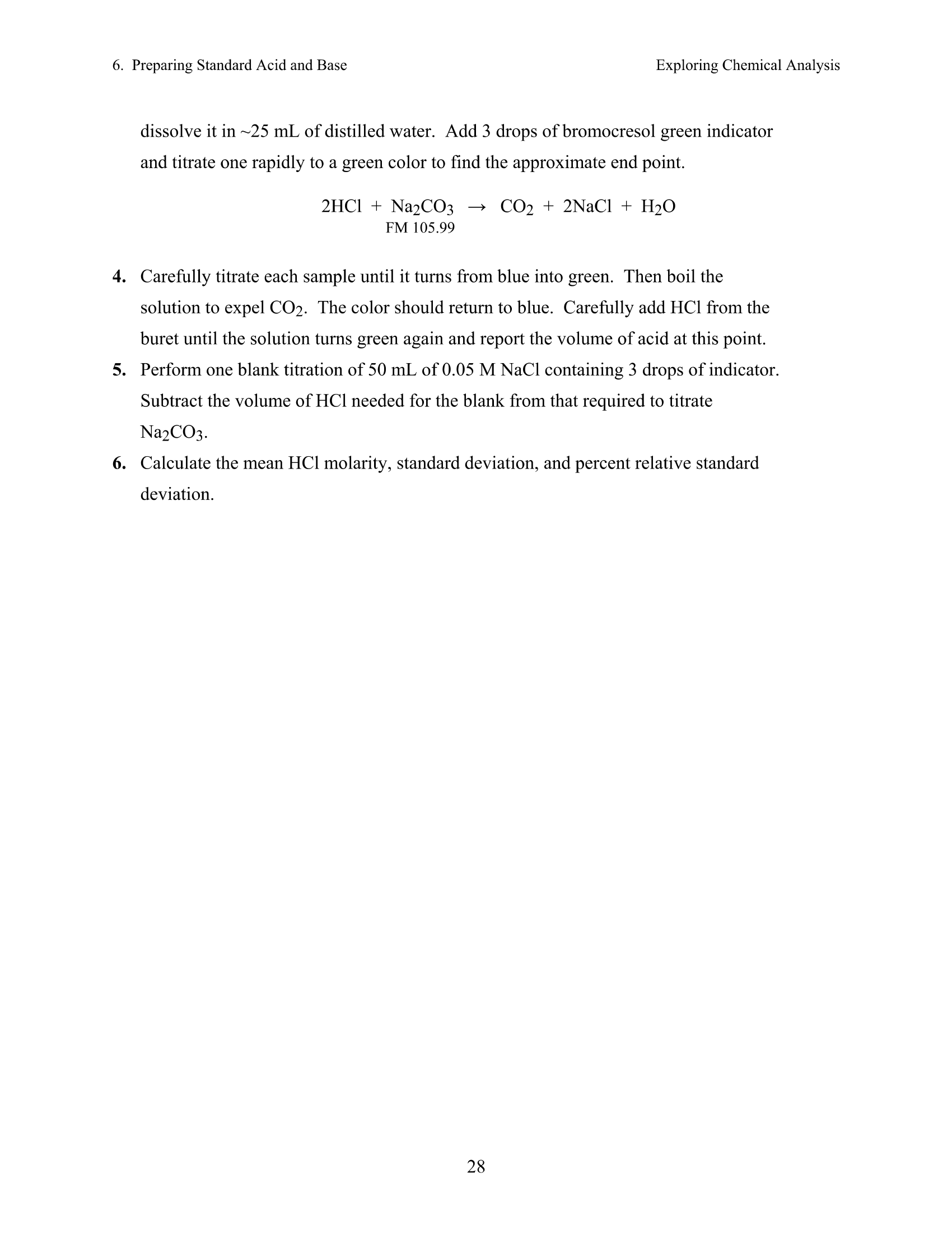 Experiments Preparing Standard Acid And Base
