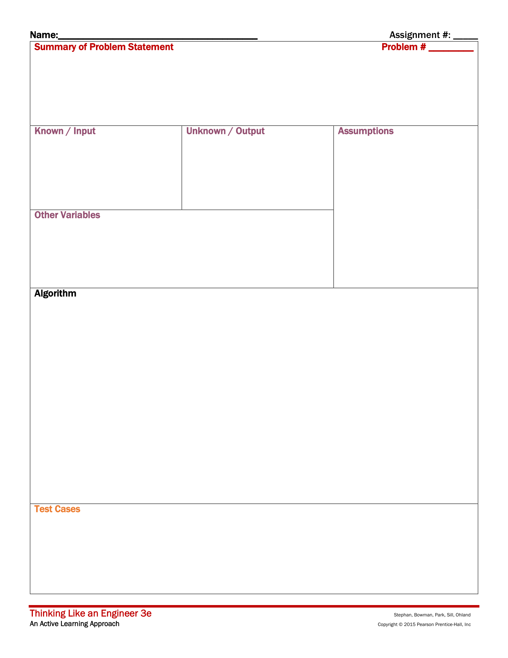 Algorithm Blank Template