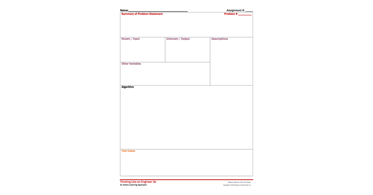 Algorithm Blank Template