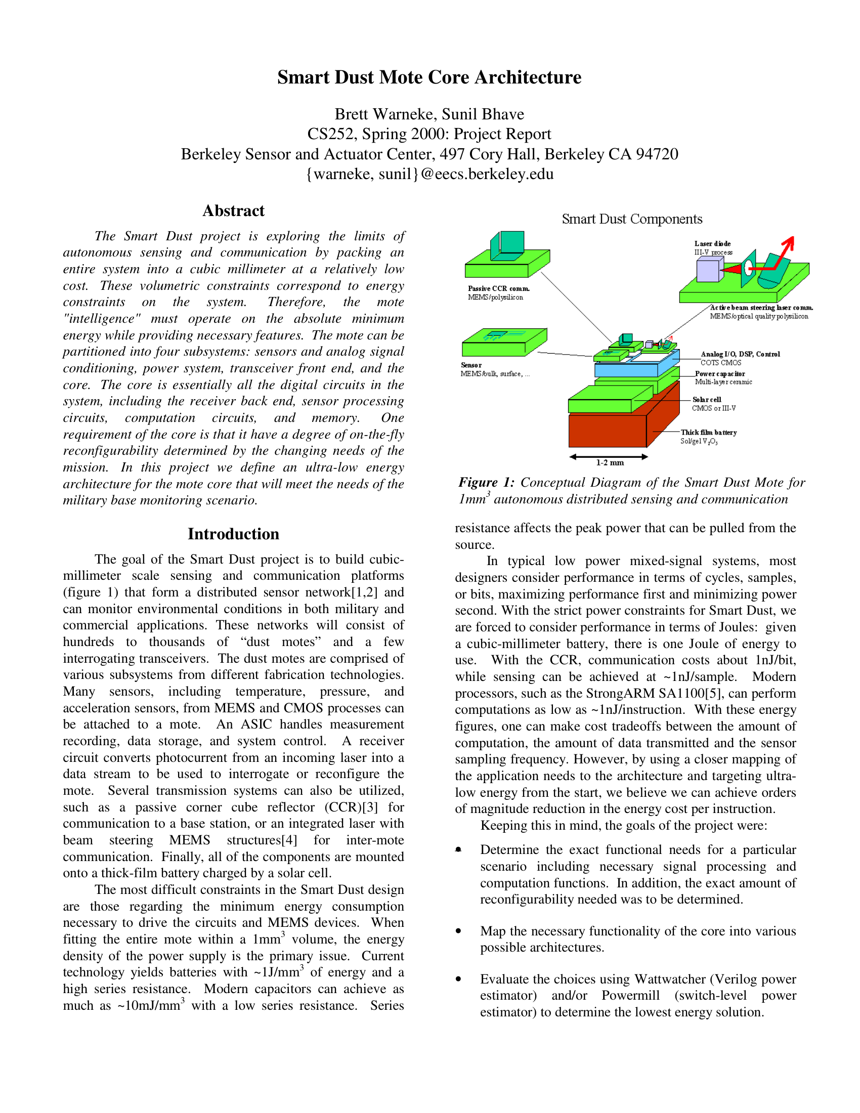 Smart Dust Mote Core Architecture