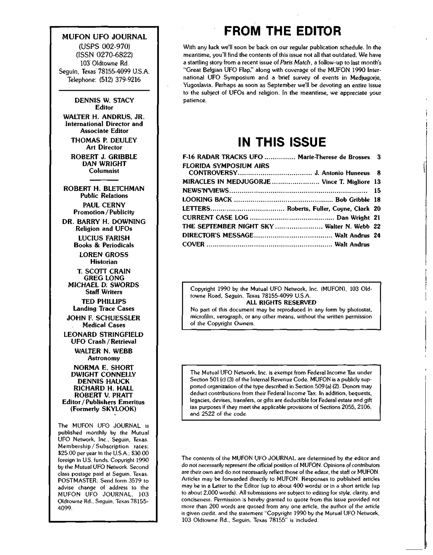 Mufon Ufo Journal 1990 8. August