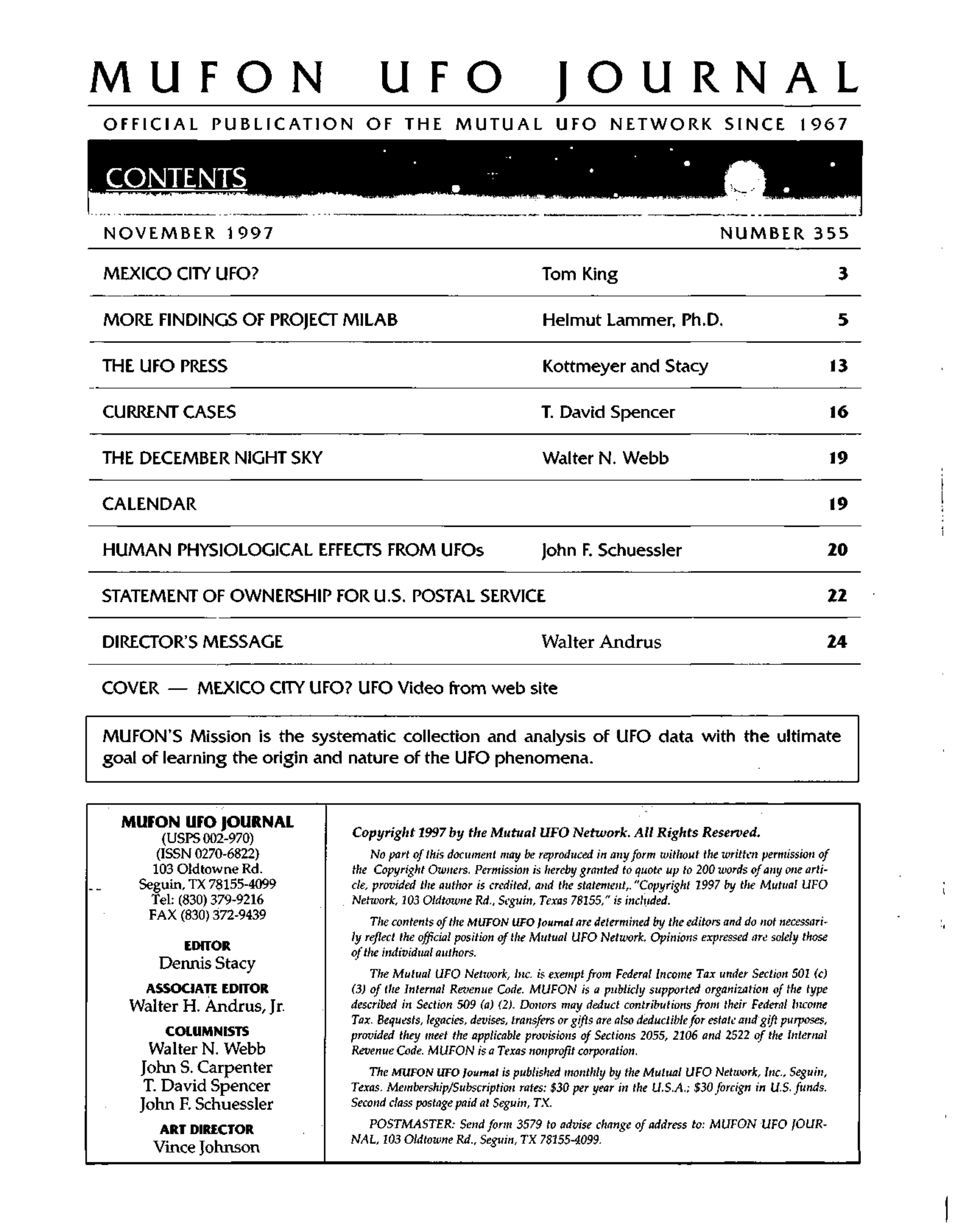 Mufon Ufo Journal 1997 11. November
