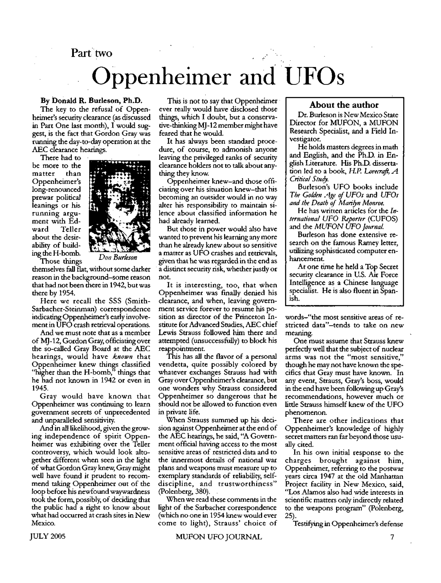 Mufon Ufo Journal 2005 7. July