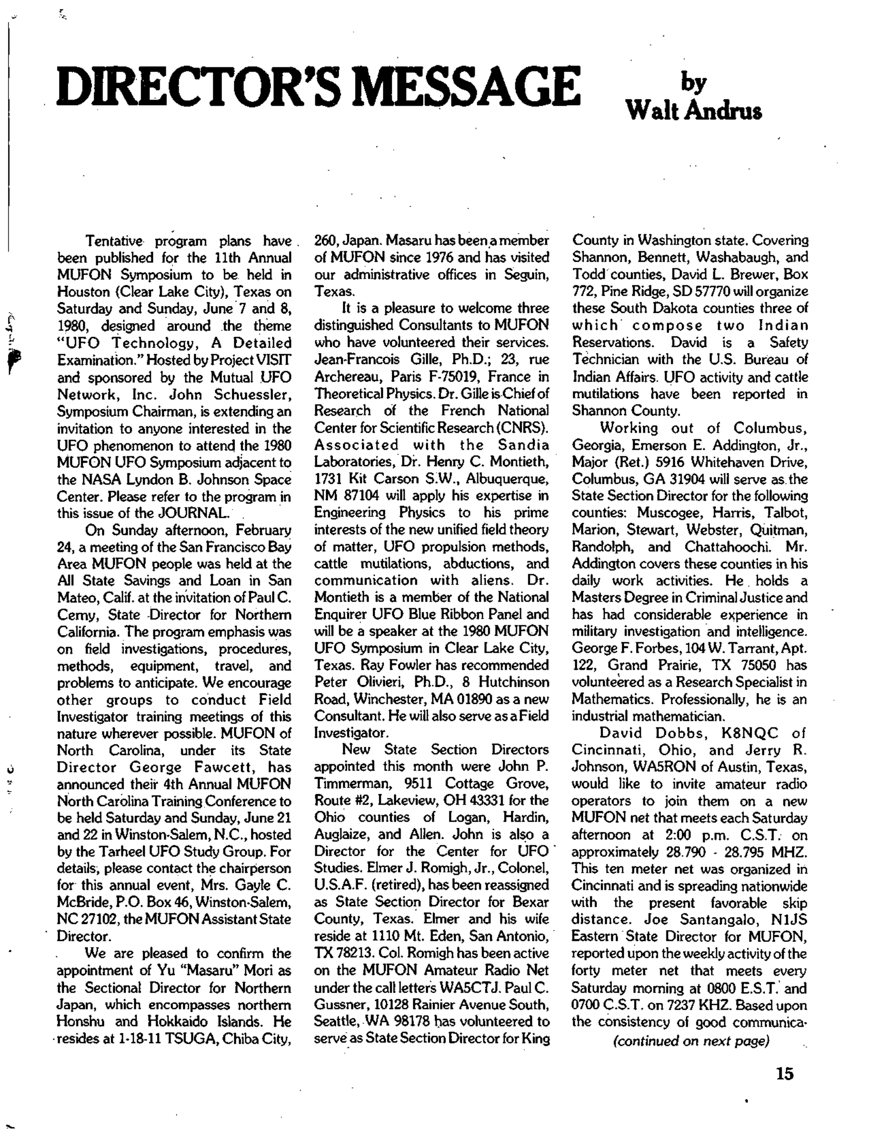 Mufon Ufo Journal 1980 3. March