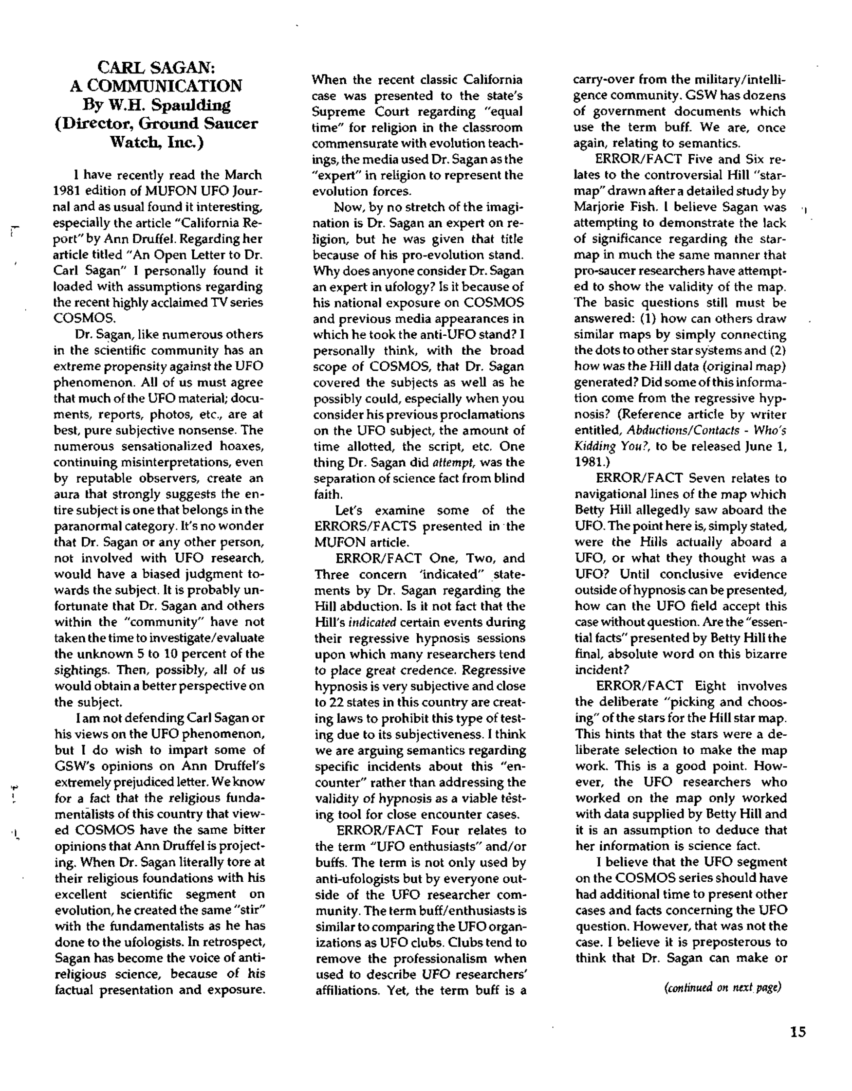 Mufon Ufo Journal 1981 8. August