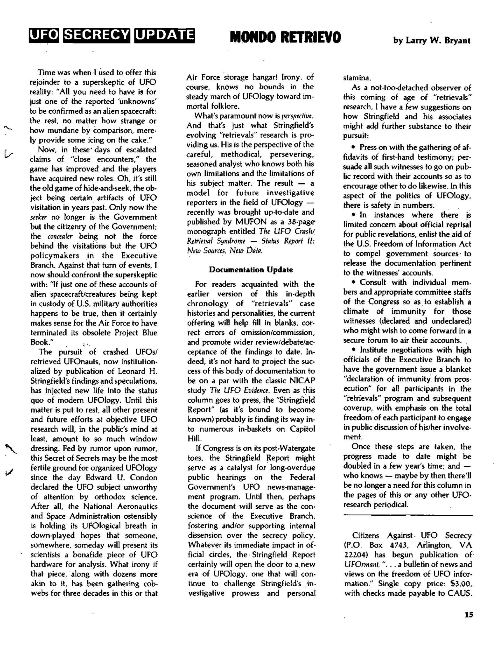 Mufon Ufo Journal 1982 3. March