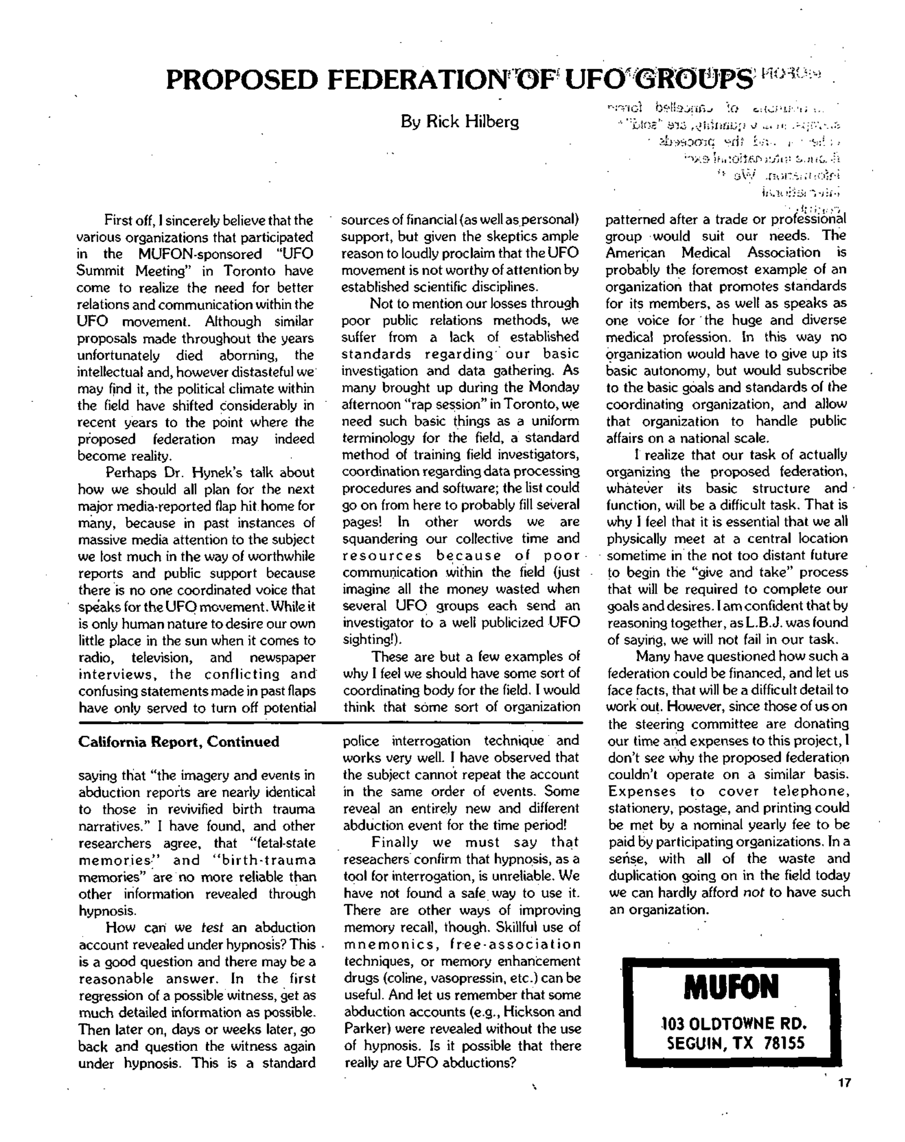 Mufon Ufo Journal 1982 9. September