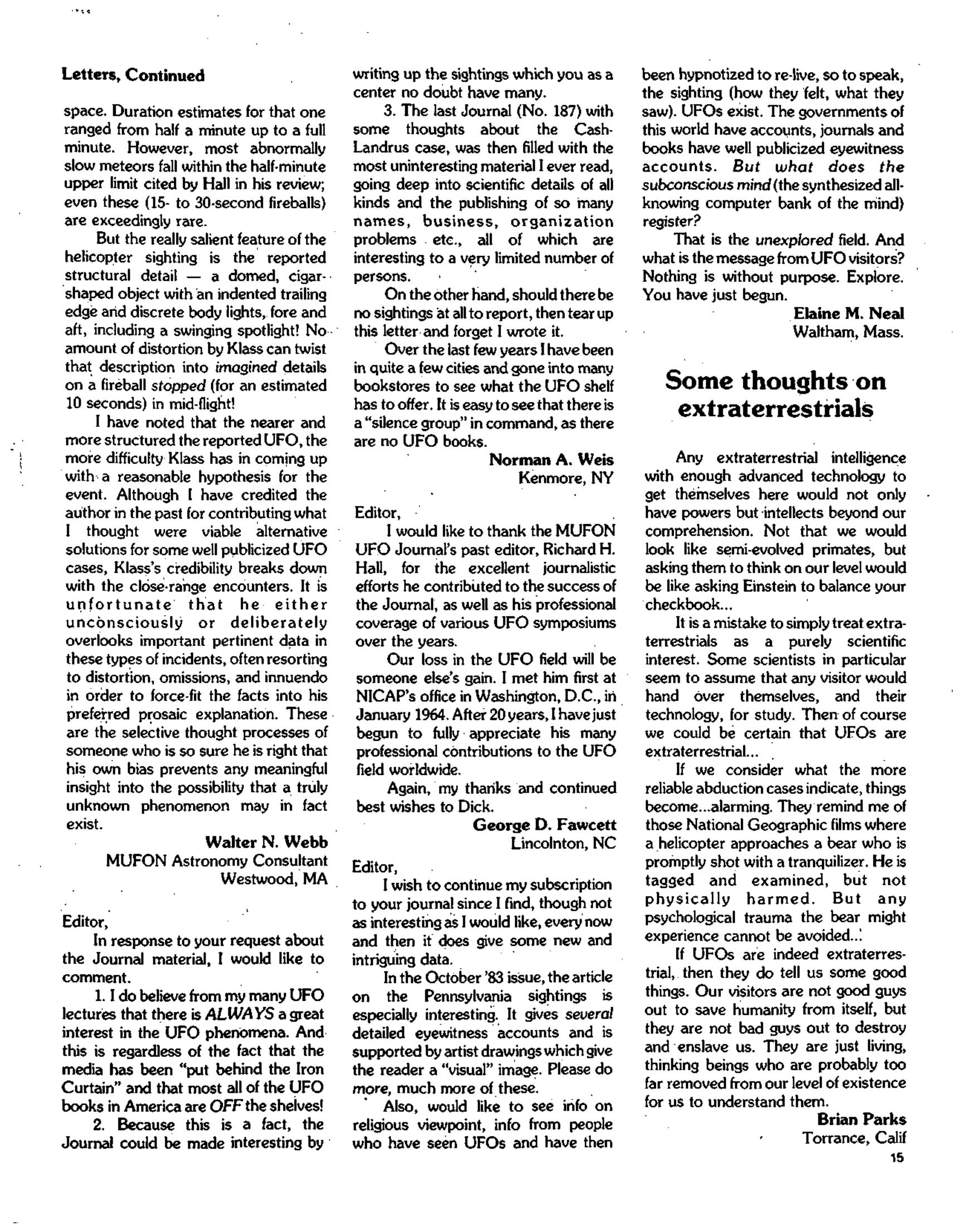Mufon Ufo Journal 1984 1. January