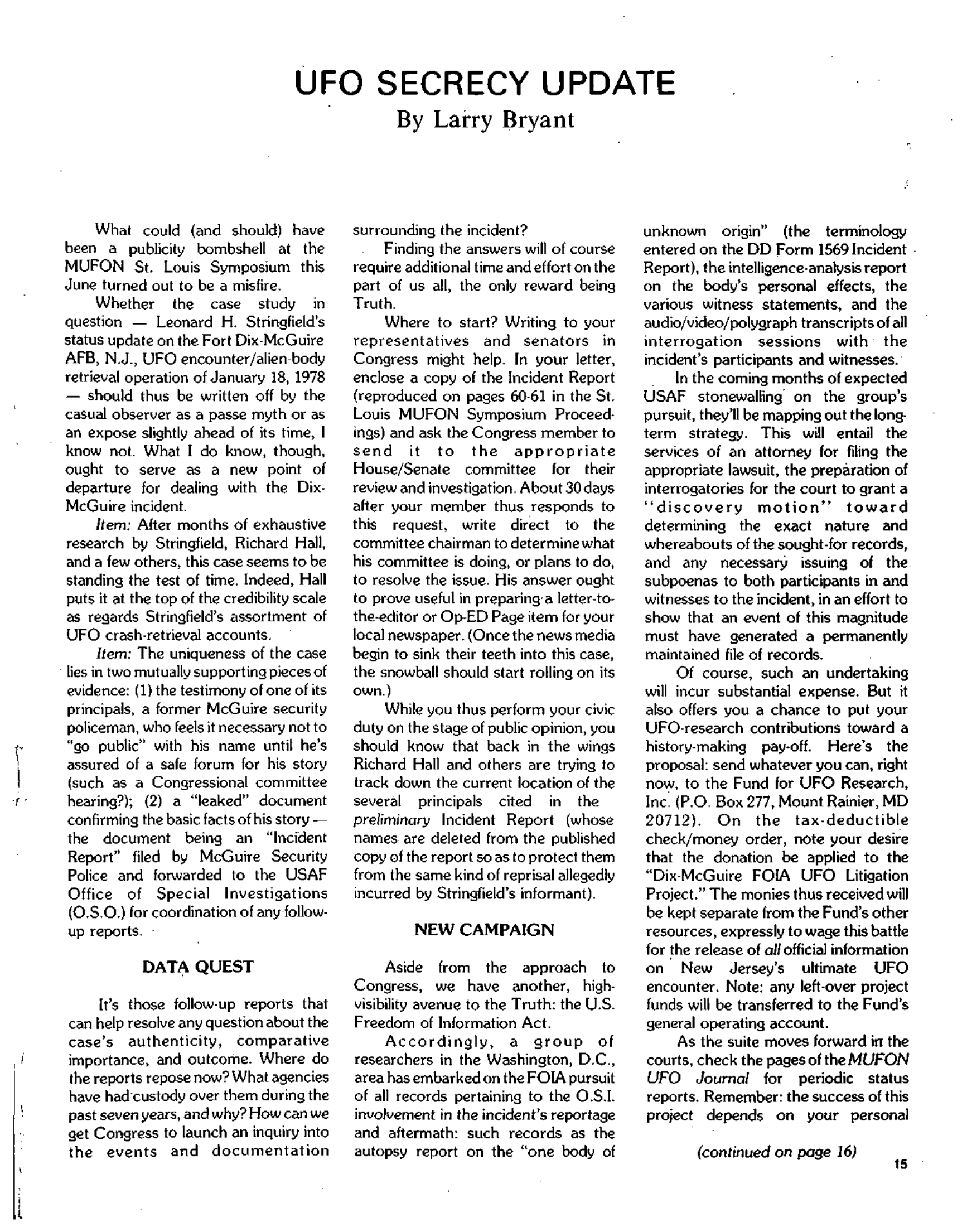 Mufon Ufo Journal 1985 8. August
