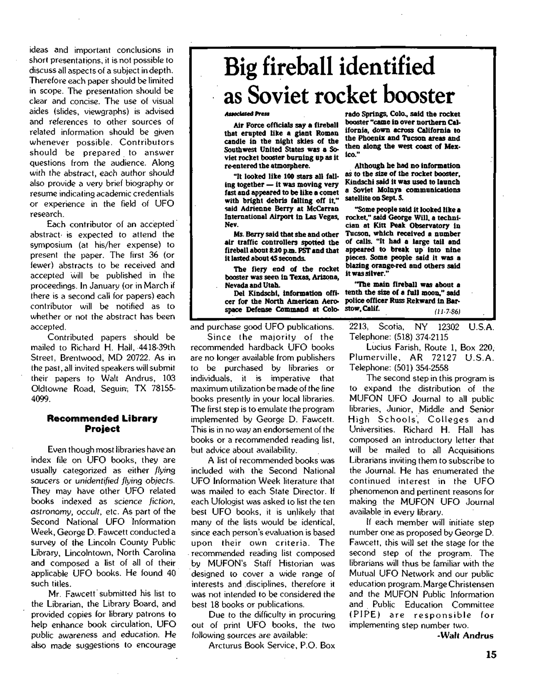 Mufon Ufo Journal 1986 12. December