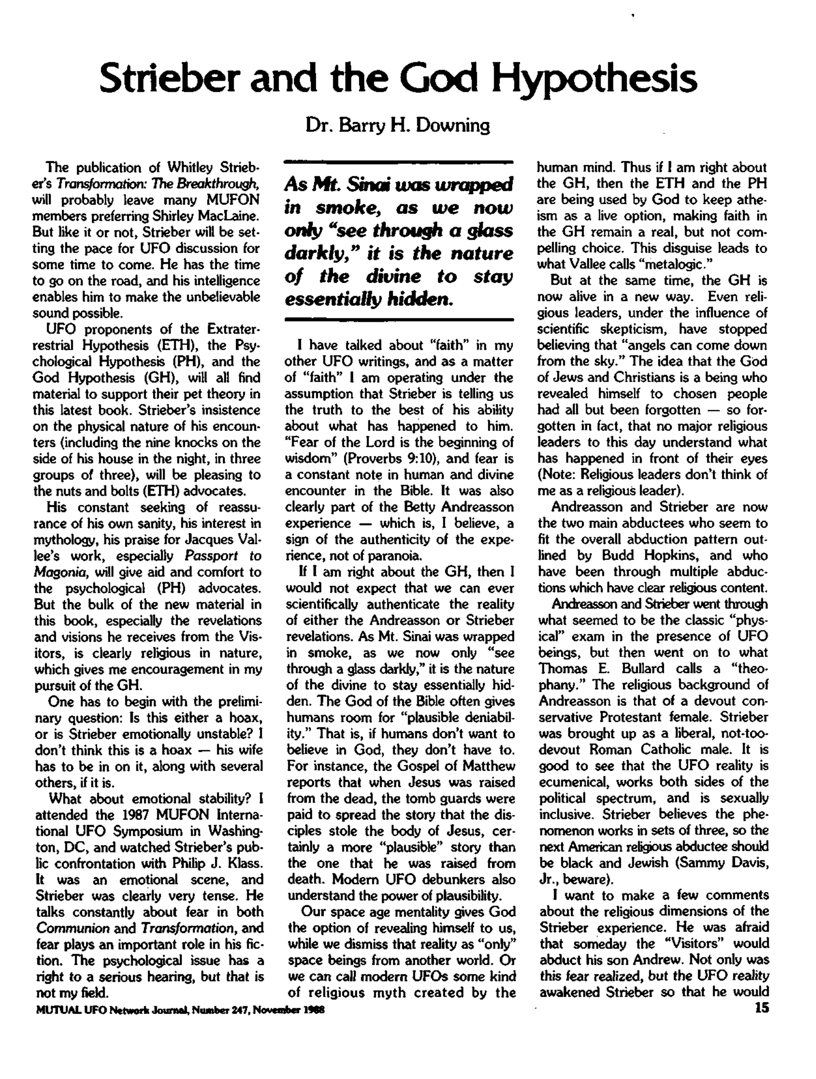 Mufon Ufo Journal 1988 11. November