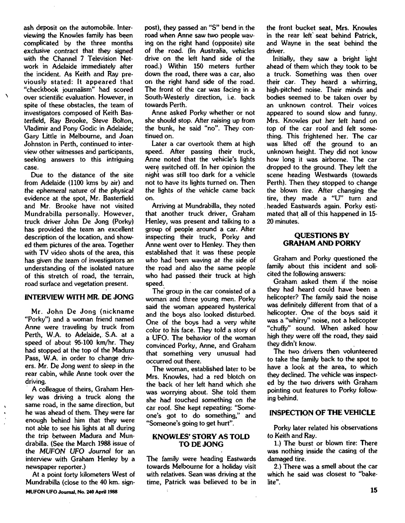 Mufon Ufo Journal 1988 4. April