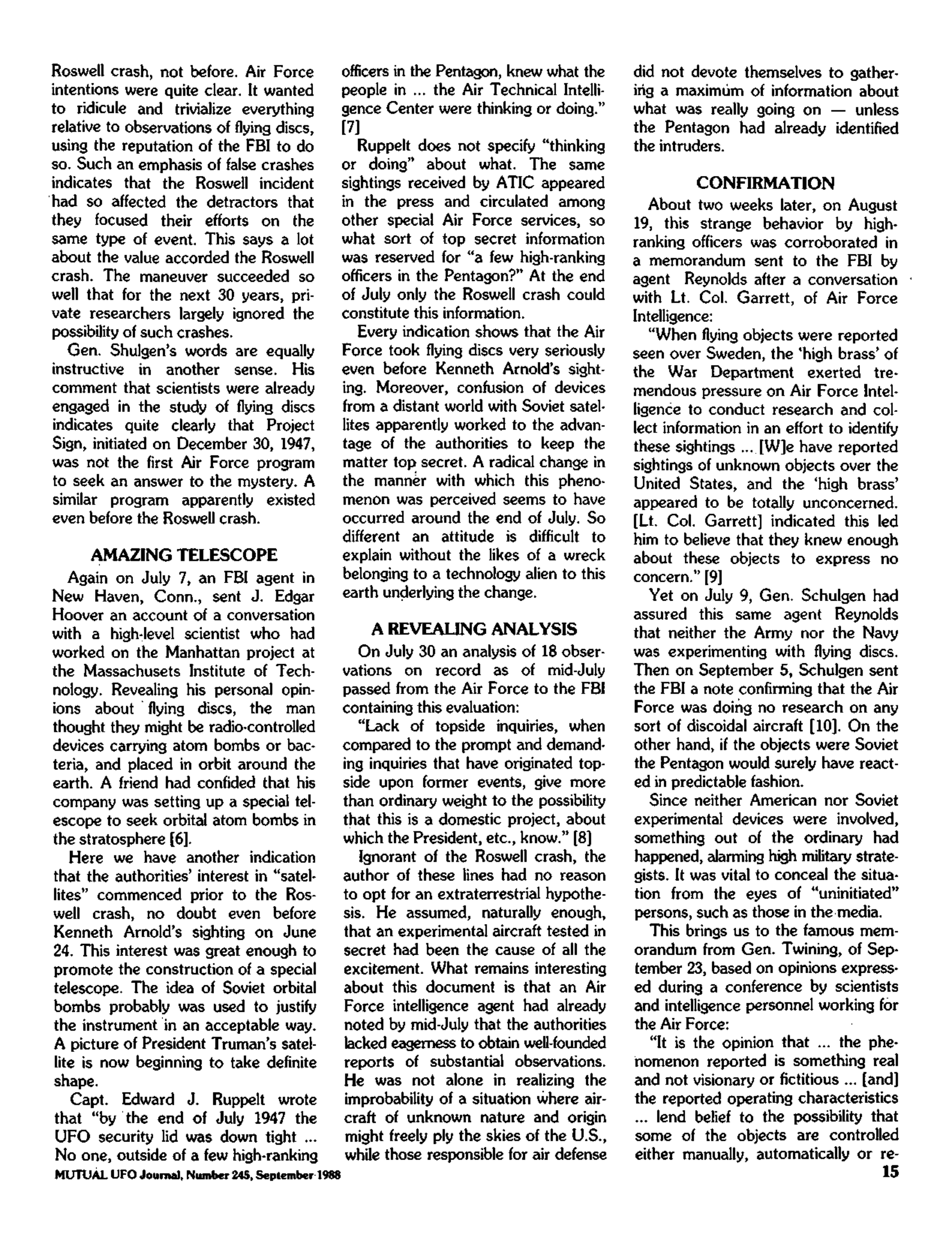 Mufon Ufo Journal 1988 9. September